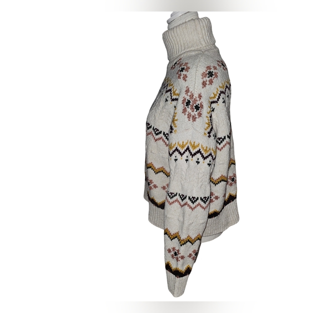 Evereve Womens Lyra Fair Isle Turtleneck Size Medium - Picture 6 of 15